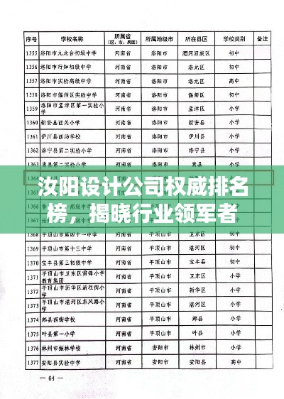 汝阳设计公司权威排名榜，揭晓行业领军者